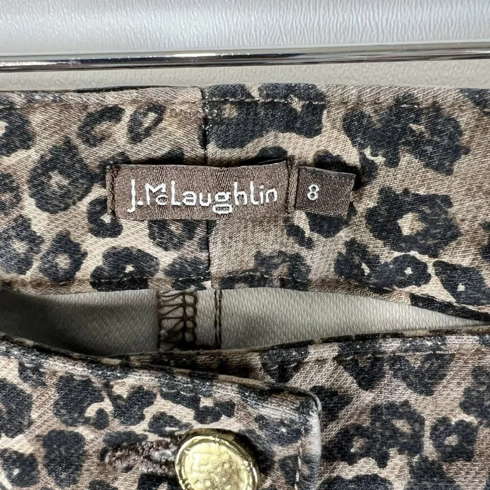 J. McLaughlin Women's Size 8 Skinny Cheetah Print Mid Rise Stretch‎ Jeans
